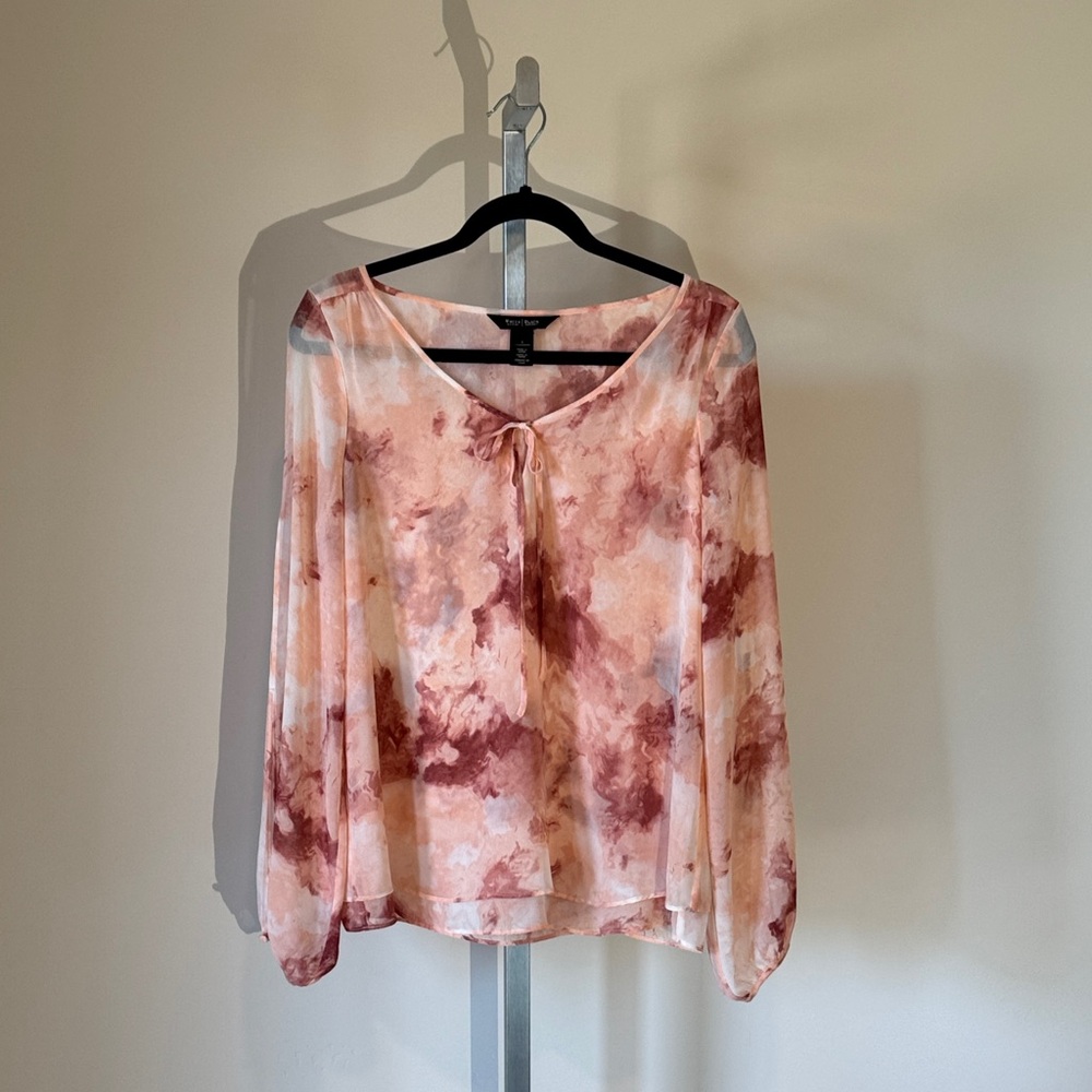 White House Black Market Tie-Dye Blouse - Pink and Cream